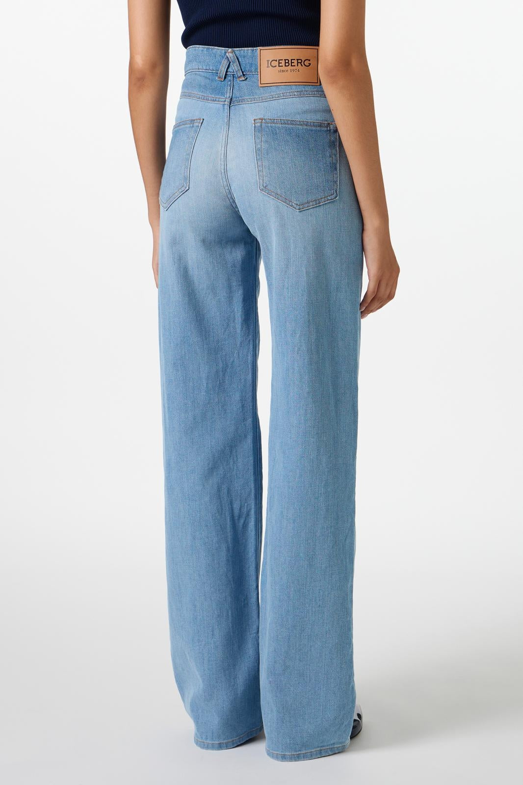 Jeans Iceberg wide leg in denim chiaro donna