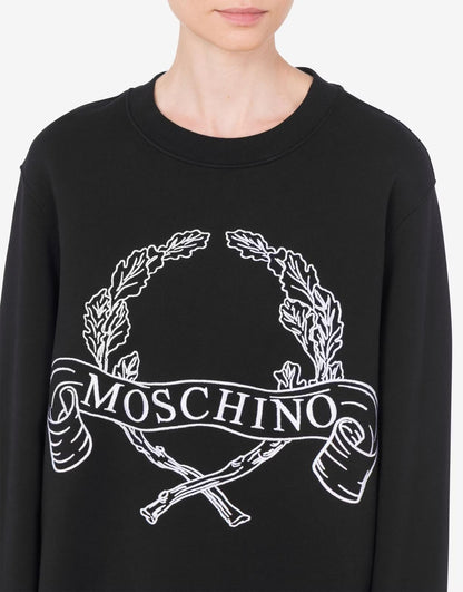 Felpa Moschino girocollo "Laurel Crown" ricamata