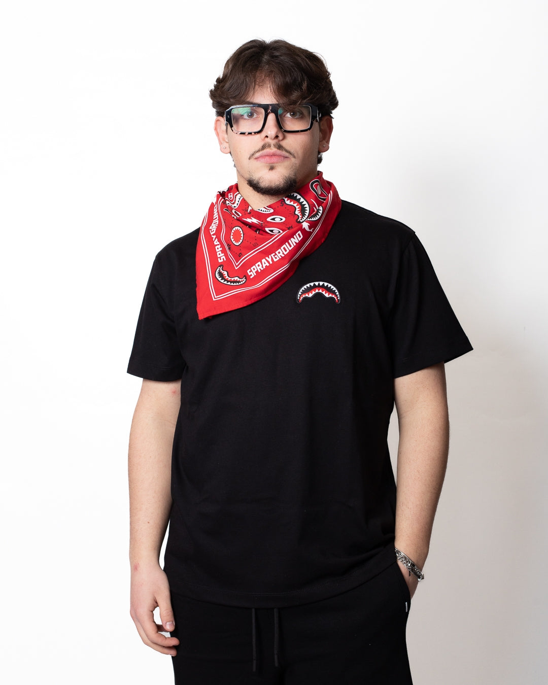 T-Shirt Sprayground "Red Bandana" e ricamo