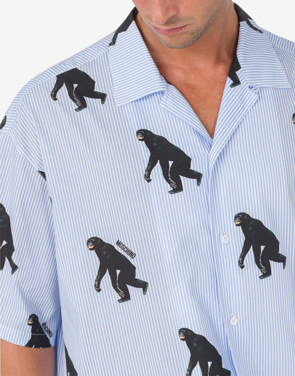 Camicia Moschino in popeline "Chimpanzee Print" uomo