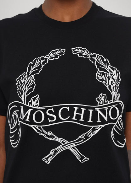 T-Shirt Moschino con maxi ricamo "Laurel Crown"