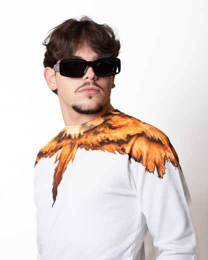 Felpa Marcelo Burlon "Colordust Wings orange" girocollo uomo