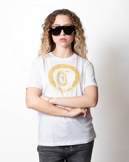 T-Shirt Just Cavalli "Snake Round Studs" donna