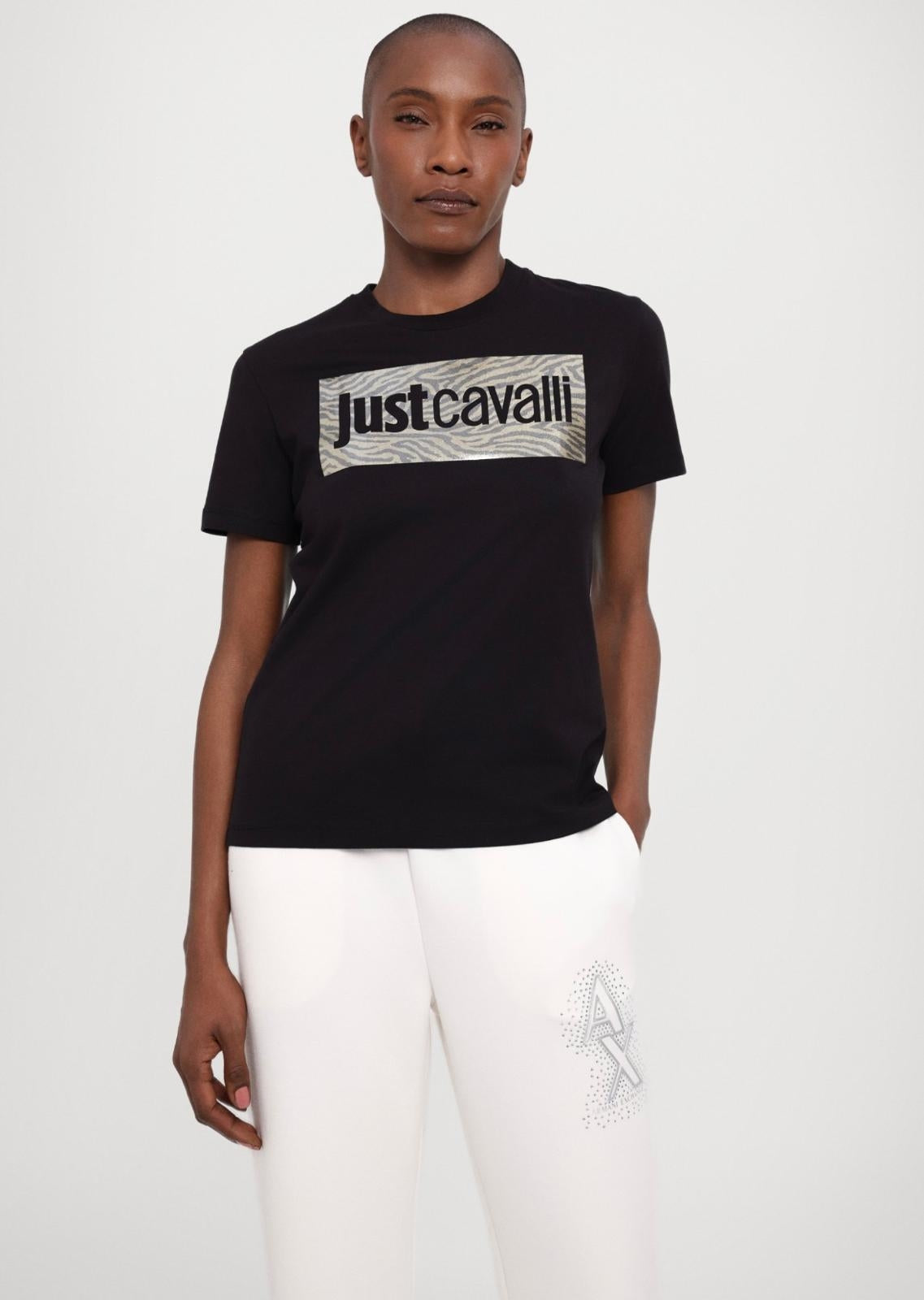 T-Shirt Just Cavalli "Logo Foil Zebra" donna