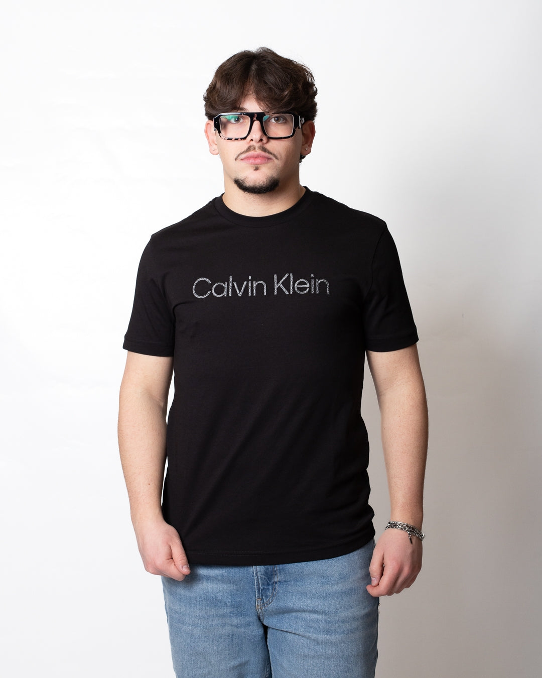 T-Shirt Calvin Klein basic con maxi logo ricamato uomo