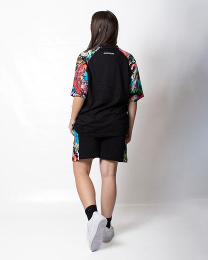 Shorts Sprayground "All the Shark Raglan" in felpa