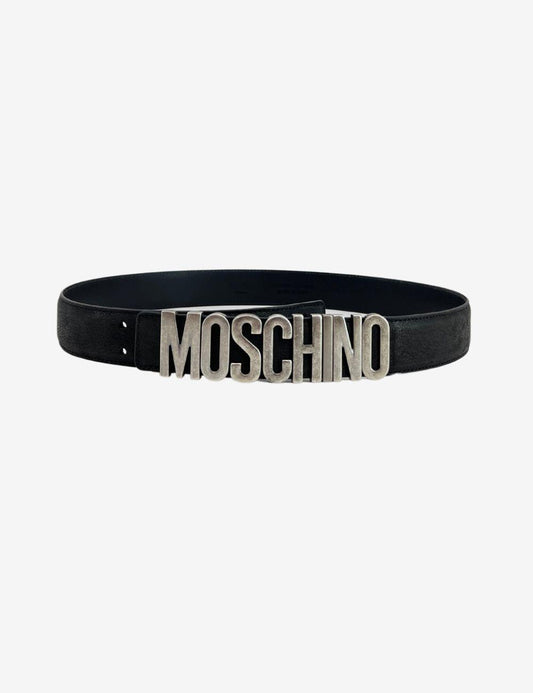 Cintura Moschino in pelle con placca logata
