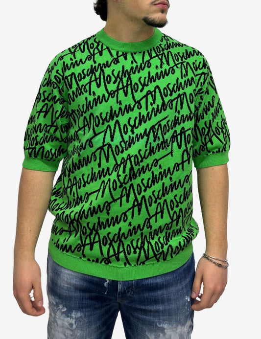T-Shirt Moschino in maglia con logo all-over uomo