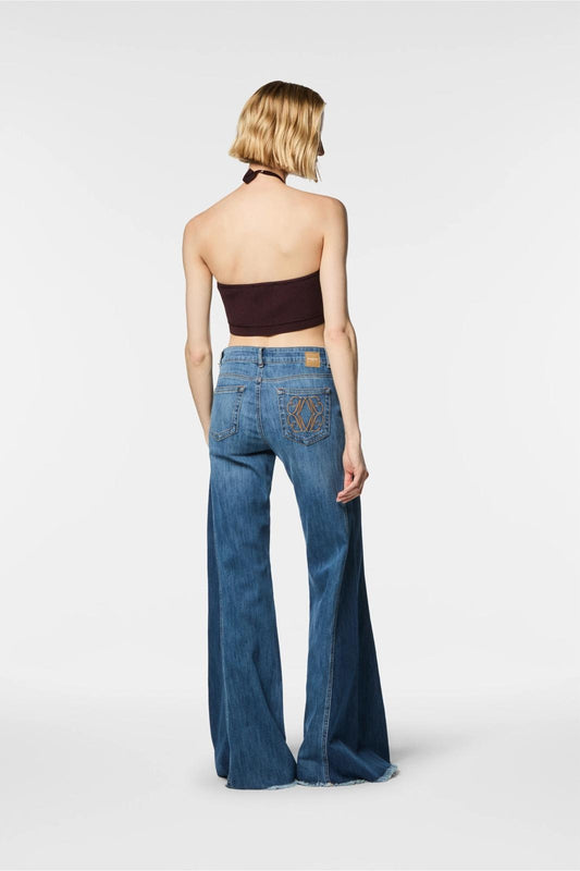 Jeans Nenette wide leg con ricami donna