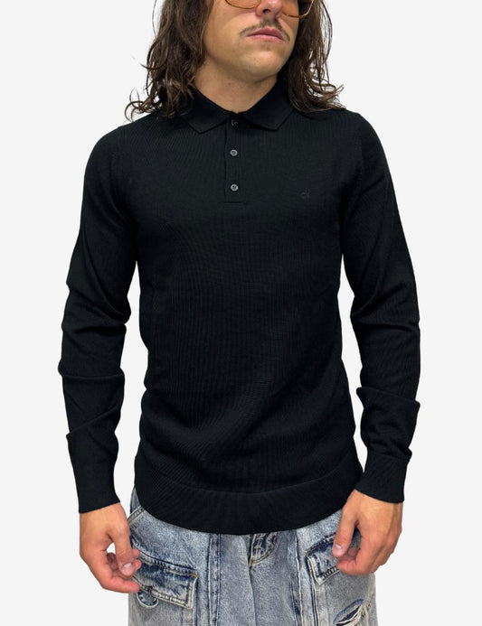 Maglia Calvin Klein polo in lana merino uomo