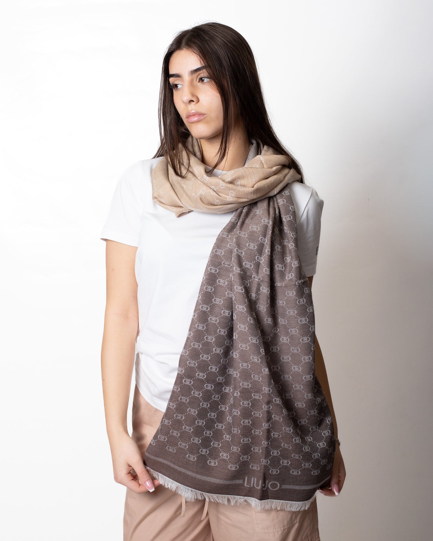 Pashmina Liu Jo con logo jacquard uomo