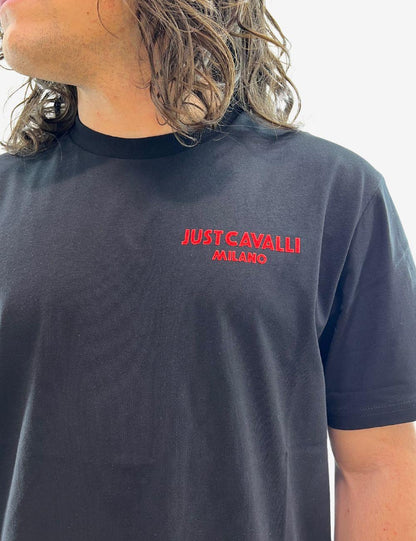 T-Shirt Just Cavalli con logo effetto camoscio uomo