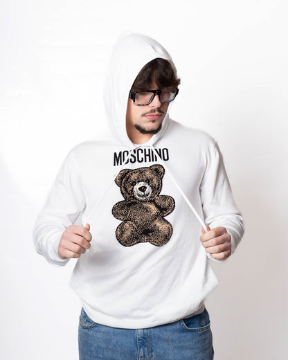 Maglia Moschino con cappuccio e intarsio "Teddy Bear" uomo