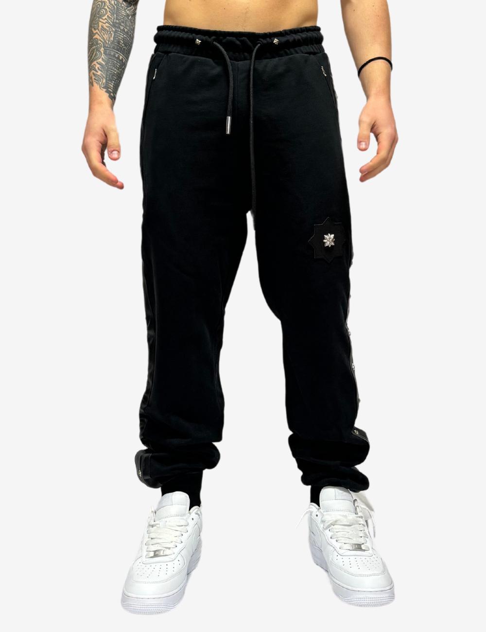 Pantalone John Richmond con dettagli in pelle e metallo uomo