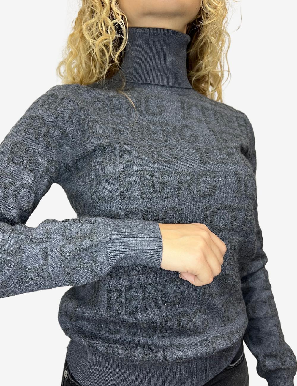 Maglia Iceberg dolcevita logata jacquard donna