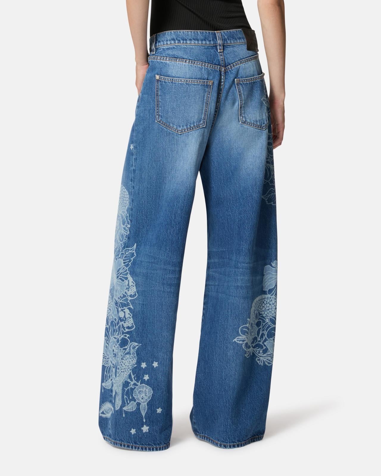 Jeans John Richmond a palazzo con stampa floreale donna