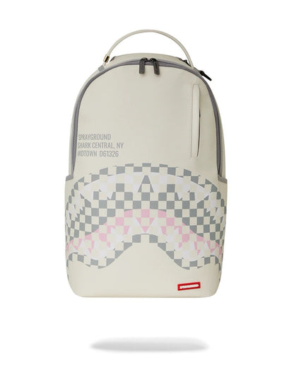 Zaino Sprayground bianco cream check shark central backpack