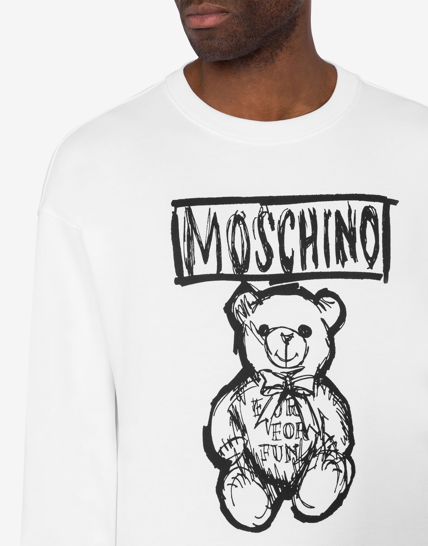 Felpa Moschino girocollo con maxi logo Draw Teddy Bear uomo