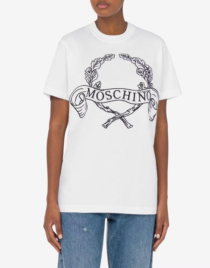 T-Shirt Moschino con maxi ricamo "Laurel Crown"