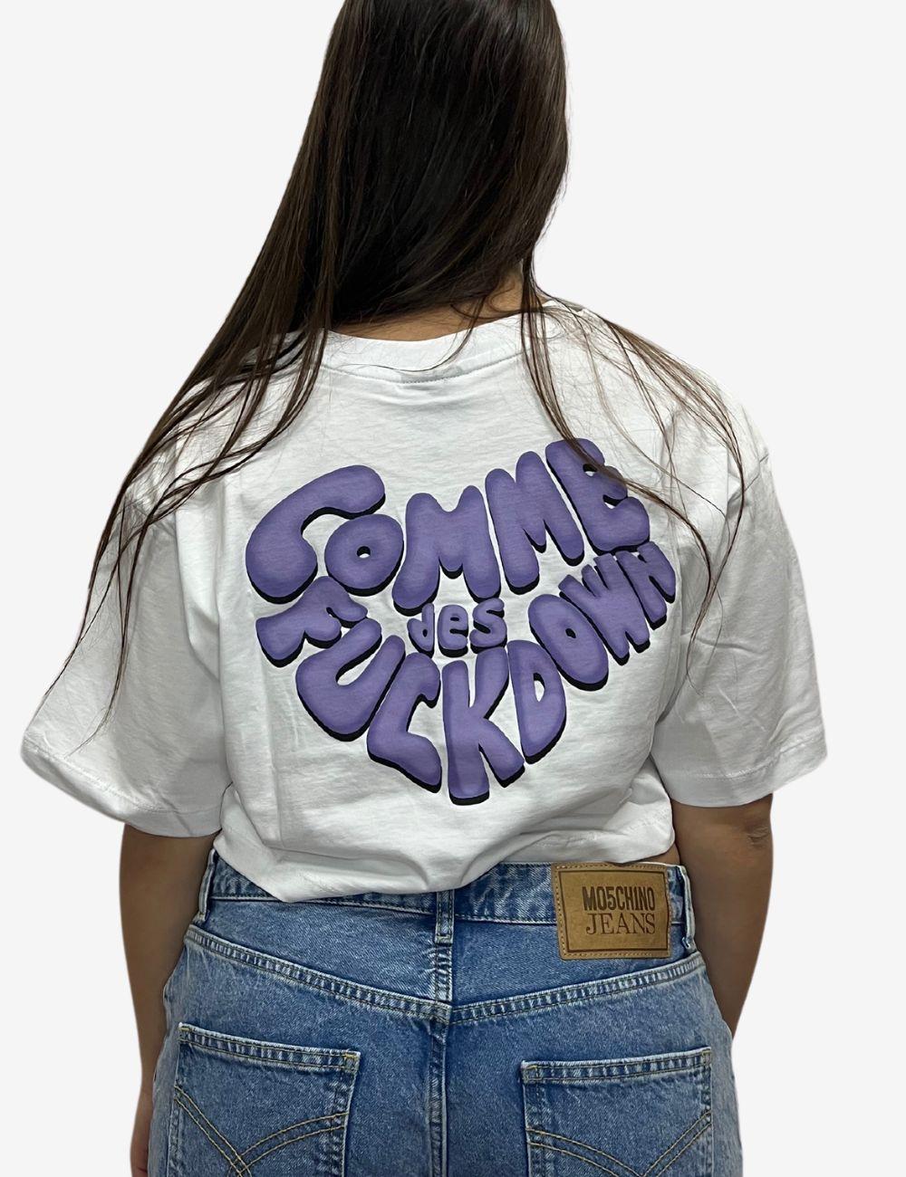 T-Shirt Comme Des Fuckdown crop con stampa donna