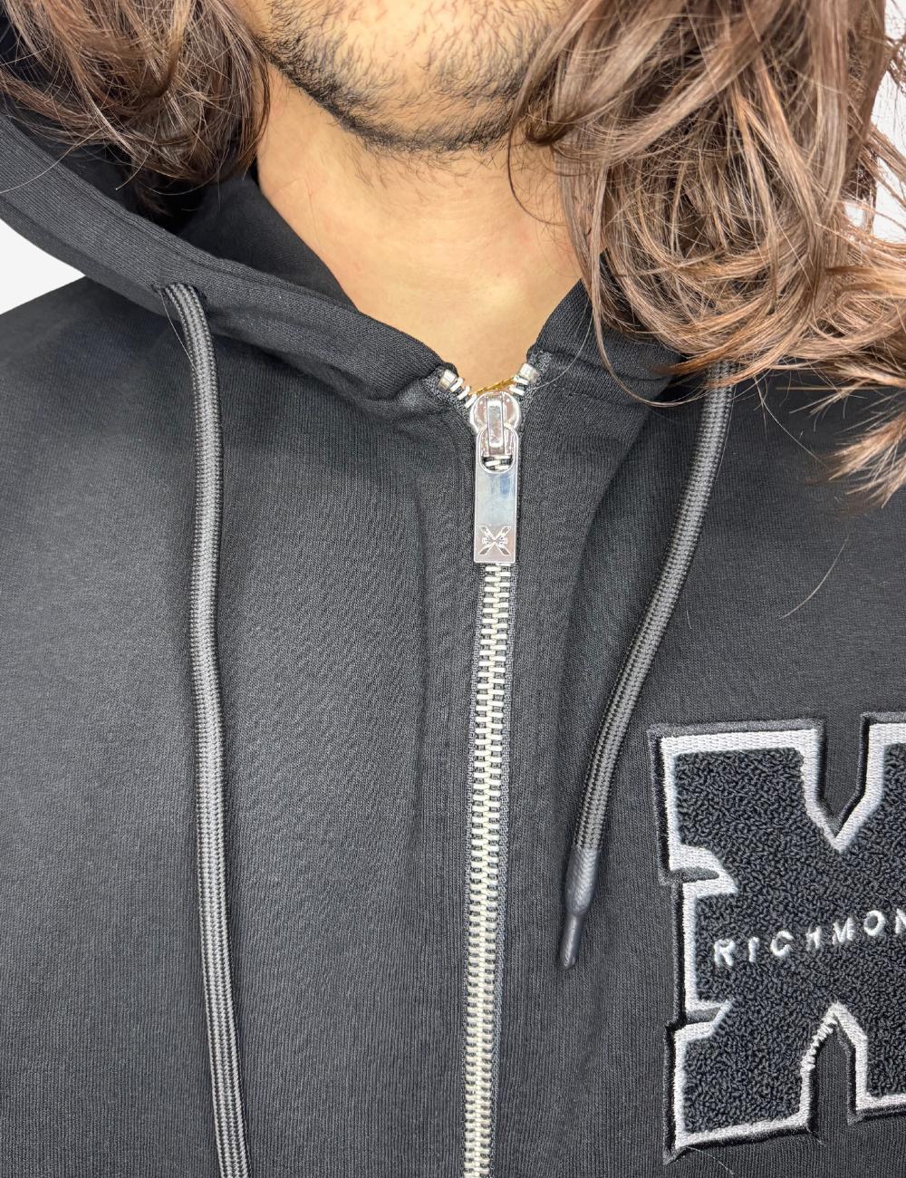 Felpa Richmond X fullzip con cappuccio e ricamo in spugna uomo