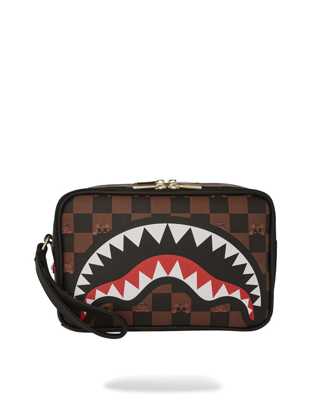 Pochette e beauty Sprayground marrone peeking character check toiletry