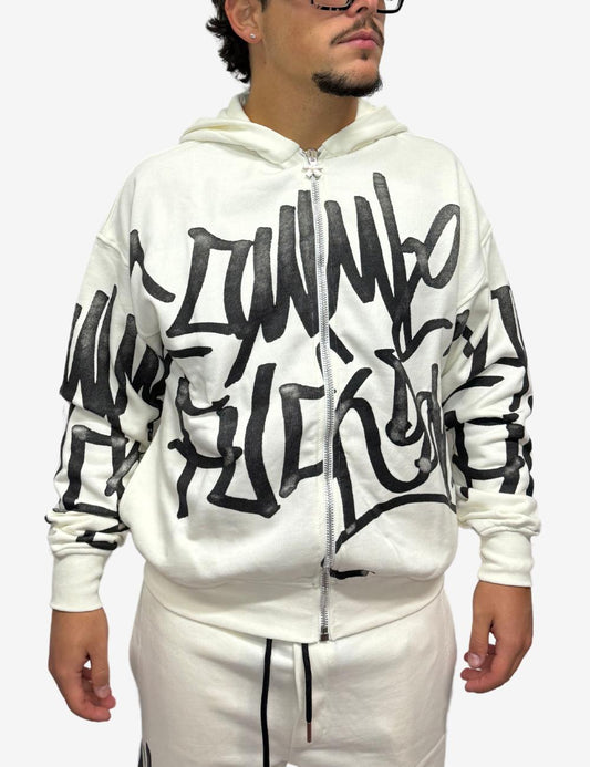 Felpa Comme des Fuckdown fullzip con logo graffiti uomo