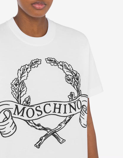 T-Shirt Moschino con maxi ricamo "Laurel Crown"