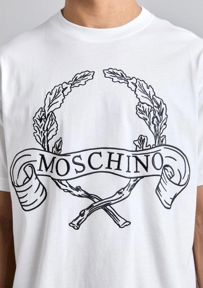 T-Shirt Moschino con maxi ricamo "Laurel Crown"