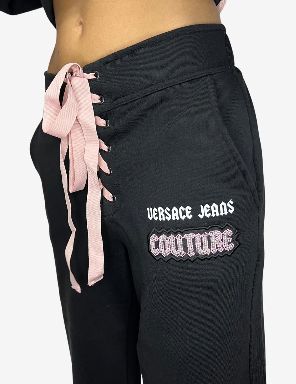 Pantalone Versace Jeans Couture con laccio e logo donna