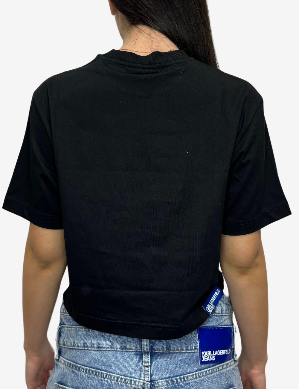 T-Shirt Karl Lagerfeld Jeans crop con stampa donna