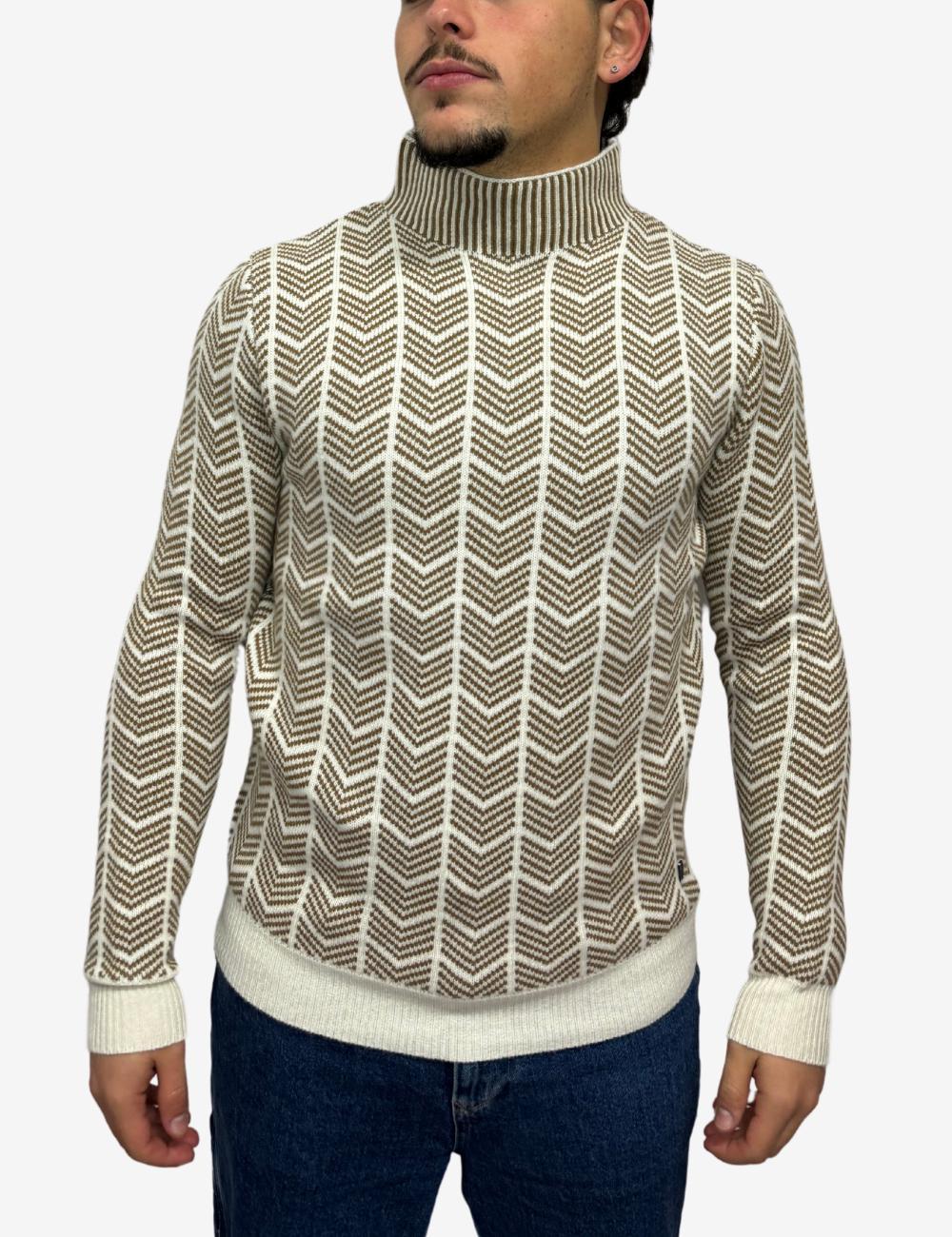 Maglia Liu Jo lupetto in lana con grafica geometrica uomo