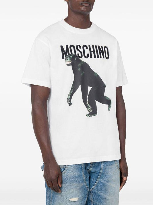 T-Shirt Moschino con ricamo e stampa Chimpanzee uomo