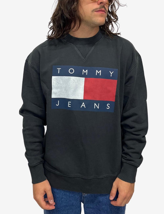 Felpa Tommy Jeans girocollo con maxi logo uomo