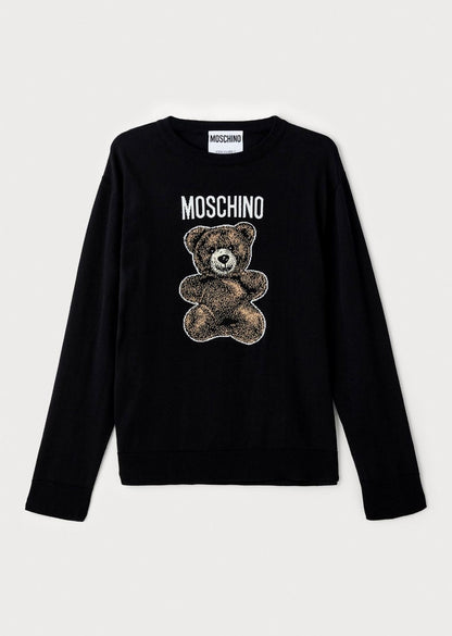 Maglia Moschino girocollo con intarsio "Teddy Bear" uomo