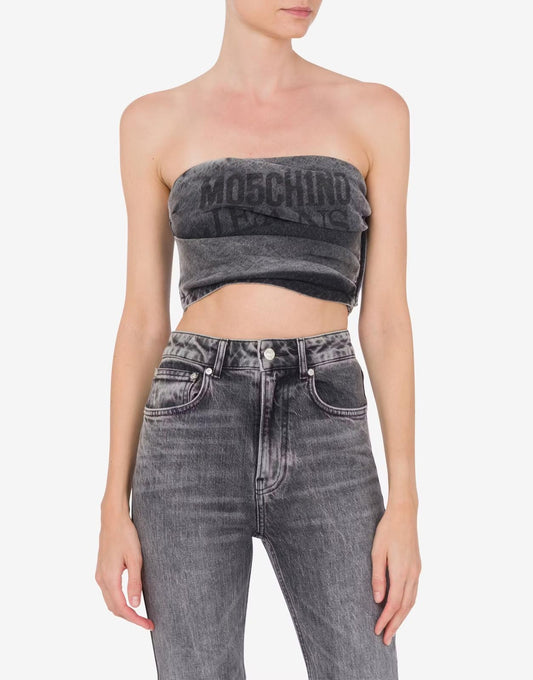 Top Moschino Jeans in denim con logo donna