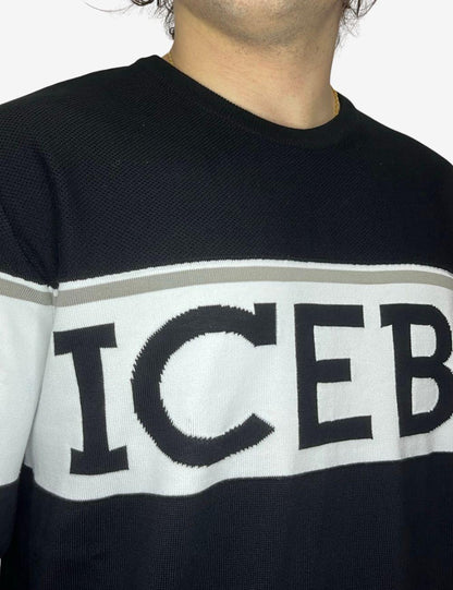 Maglia Iceberg girocollo con fascia e logo a contrasto uomo