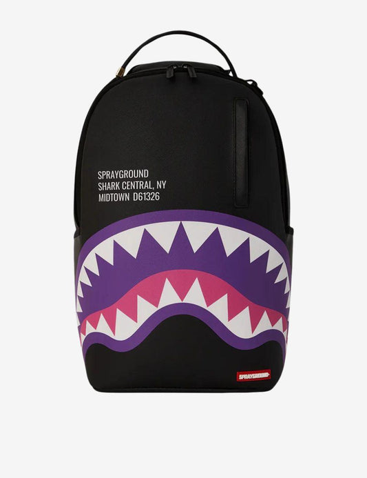 Zaino Sprayground nero shark central purple dlxsv backpack