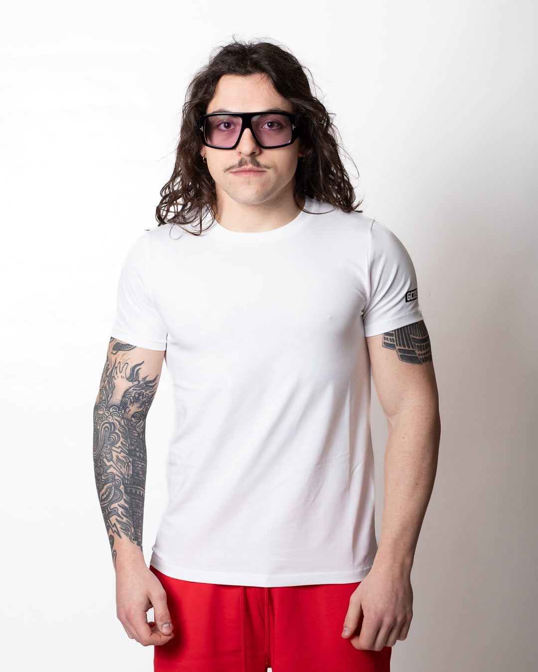 T-Shirt GCDS classic fit con logo a contrasto uomo